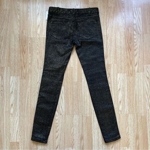 NWT Free People Black/Gold Leopard Printed Shimmer Skinny Jeans - Size: 27 - Picture 11 of 13
